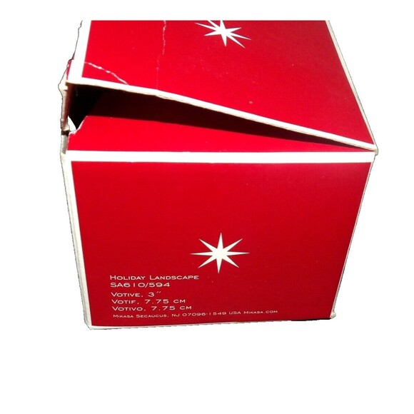 Mikasa Holiday Landscape Christmas Votive Candle Holder 3" SA610/594 NOS Candy - Picture 10 of 13